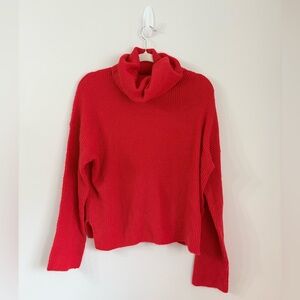 RD STYLE Red Knit Turtleneck Sweater Womens S Super Soft Valentines Day Normcore